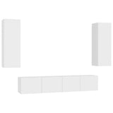 4 Piece TV Cabinet Set White Engineered Wood - Front View