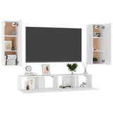 4 Piece TV Cabinet Set White Engineered Wood - Side View