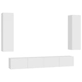 4 Piece TV Cabinet Set White Engineered Wood - Front View