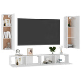 4 Piece TV Cabinet Set White Engineered Wood - Side View