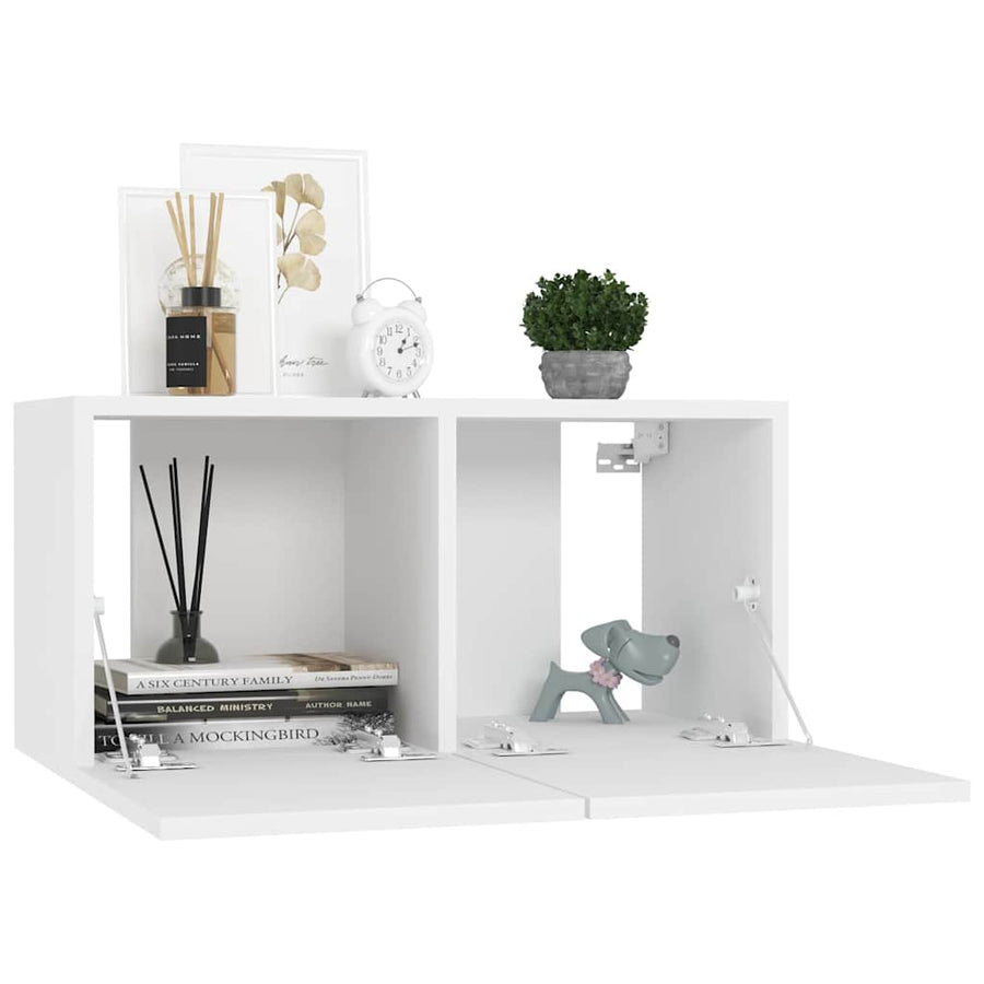 8 Piece TV Cabinet Set White Engineered Wood