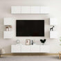 8 Piece TV Cabinet Set White Engineered Wood