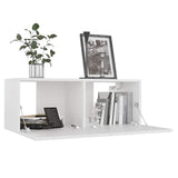 8 Piece TV Cabinet Set White Engineered Wood - Top-Down View
