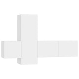 3 Piece TV Cabinet Set White Engineered Wood - Front View