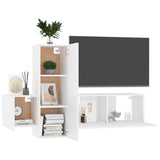 3 Piece TV Cabinet Set White Engineered Wood - Side View