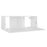 3 Piece TV Cabinet Set White Engineered Wood - Close-Up Angle