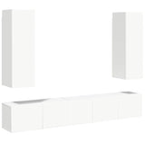 5 Piece TV Cabinet Set White Engineered Wood - Rear View