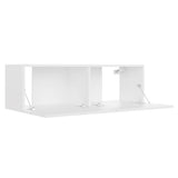 3 Piece TV Cabinet Set White Engineered Wood - Close-Up Angle