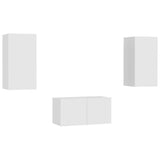 3 Piece TV Cabinet Set White Engineered Wood - Front View