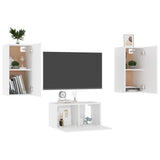 3 Piece TV Cabinet Set White Engineered Wood - Side View