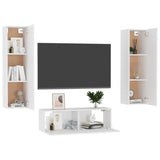 3 Piece TV Cabinet Set White Engineered Wood - Side View