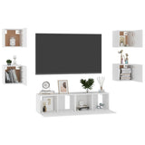 6 Piece TV Cabinet Set White Engineered Wood