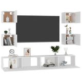 6 Piece TV Cabinet Set White Engineered Wood - Side View