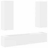 4 Piece TV Cabinet Set White Engineered Wood - Front View