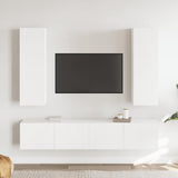 4 Piece TV Cabinet Set White Engineered Wood