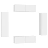 4 Piece TV Cabinet Set White Engineered Wood - Front View