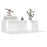 4 Piece TV Cabinet Set White Engineered Wood - Top-Down View