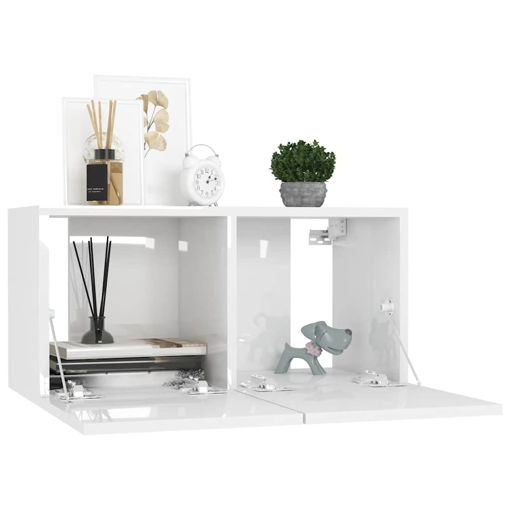 8 Piece TV Cabinet Set White Engineered Wood