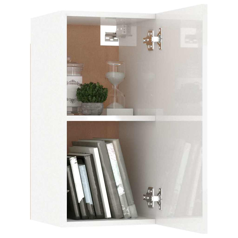 8 Piece TV Cabinet Set White Engineered Wood