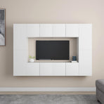 8 Piece TV Cabinet Set White Engineered Wood