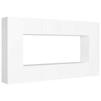 8 Piece TV Cabinet Set White Engineered Wood