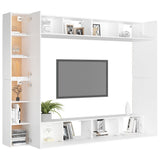 8 Piece TV Cabinet Set White Engineered Wood - Side View