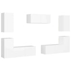 7 Piece TV Cabinet Set White Engineered Wood