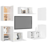 7 Piece TV Cabinet Set White Engineered Wood - Side View