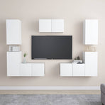 7 Piece TV Cabinet Set White Engineered Wood