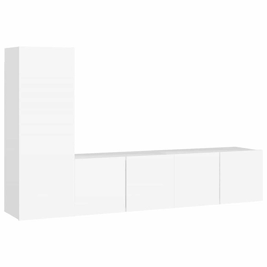 3 Piece TV Cabinet Set White Engineered Wood