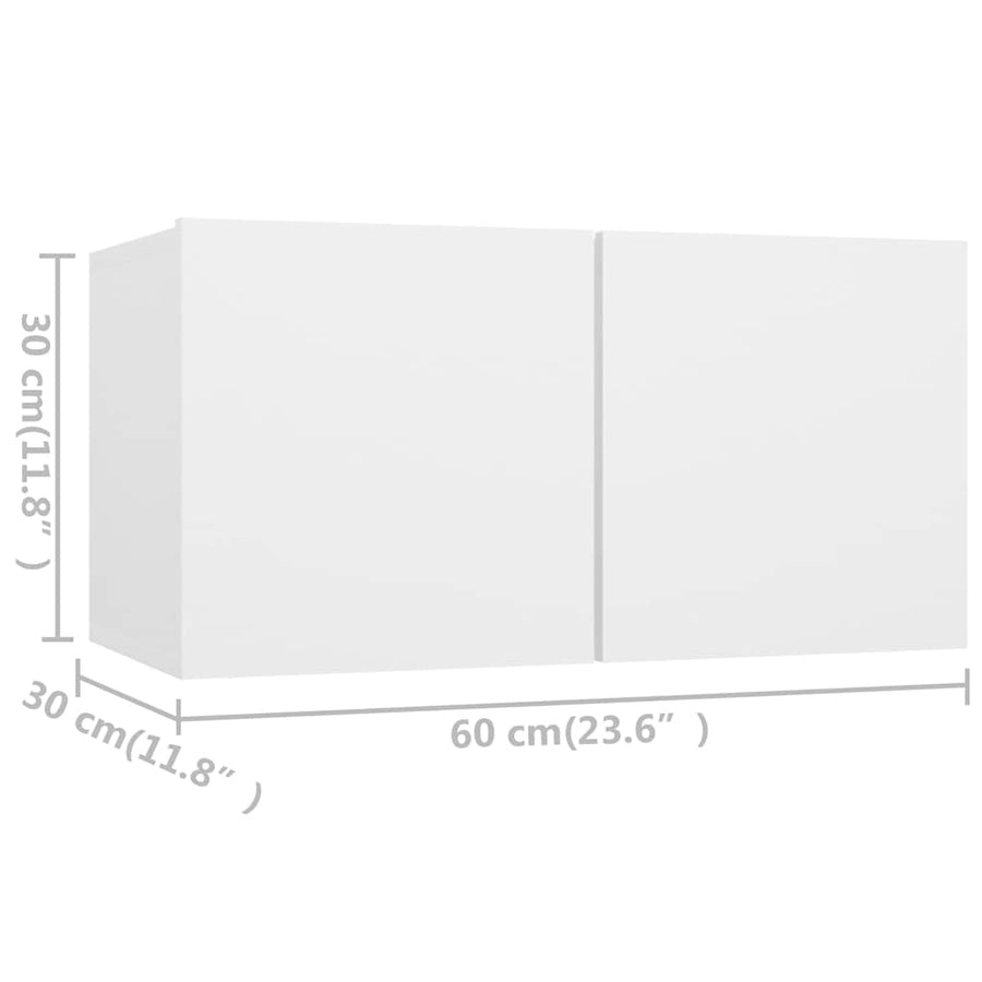 3 Piece TV Cabinet Set White Engineered Wood