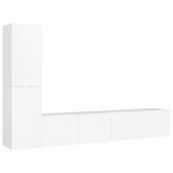 4 Piece TV Cabinet Set White Engineered Wood - Front View