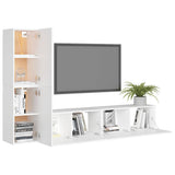 4 Piece TV Cabinet Set White Engineered Wood - Side View