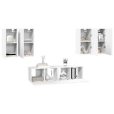 6 Piece TV Cabinet Set White Engineered Wood - Side View