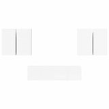 6 Piece TV Cabinet Set White Engineered Wood