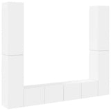 6 Piece TV Cabinet Set White Engineered Wood - Front View