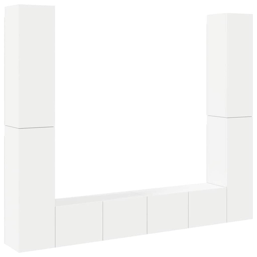 6 Piece TV Cabinet Set White Engineered Wood
