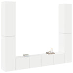6 Piece TV Cabinet Set White Engineered Wood