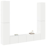 6 Piece TV Cabinet Set White Engineered Wood - Side View