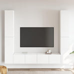 6 Piece TV Cabinet Set White Engineered Wood
