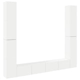 6 Piece TV Cabinet Set White Engineered Wood - Front View