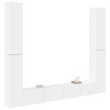 6 Piece TV Cabinet Set White Engineered Wood - Side View