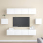 6 Piece TV Cabinet Set White Engineered Wood