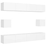 6 Piece TV Cabinet Set White Engineered Wood