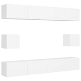 6 Piece TV Cabinet Set White Engineered Wood - Front View
