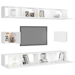 6 Piece TV Cabinet Set White Engineered Wood