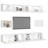 6 Piece TV Cabinet Set White Engineered Wood - Side View