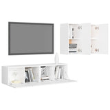 4 Piece TV Cabinet Set White Engineered Wood - Side View