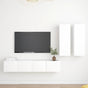 4 Piece TV Cabinet Set White Engineered Wood