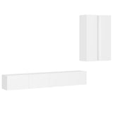 4 Piece TV Cabinet Set White Engineered Wood - Front View